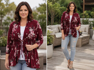 Kiyonna Cardigan Floral Cottagecore Lori Bellini Style Size 10-12 Feminine Ties